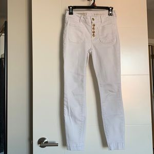 ANTHROPOLOGY Skinny White Jeans. High-Rise Denim